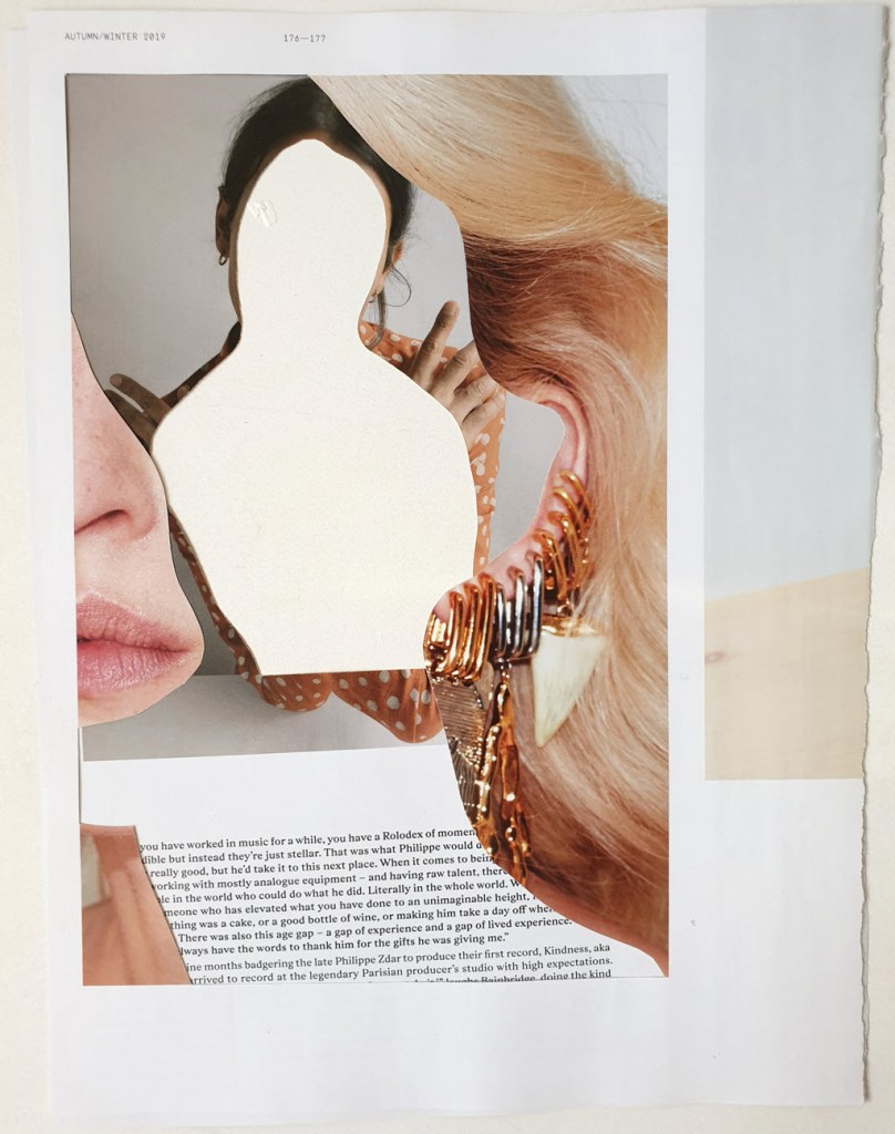 Analogue paper assemblage made from magazine and book pages.