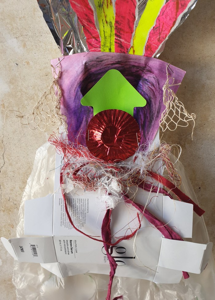 Detail of Warrior Woman made out of recycling - Glo