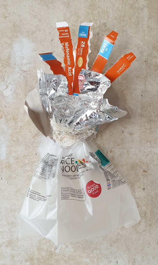 Warrior Woman made out of recycling - Rice