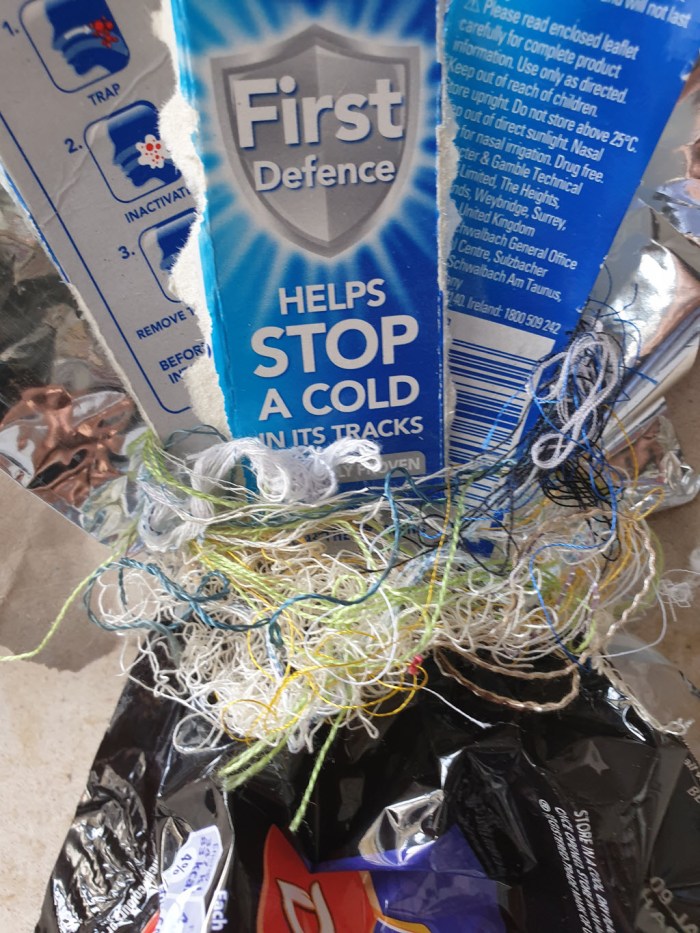 Detail of Warrior Woman made out of recycling - Vicks