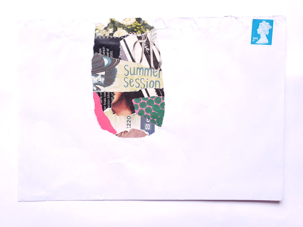 Return to Sender white envelope collage