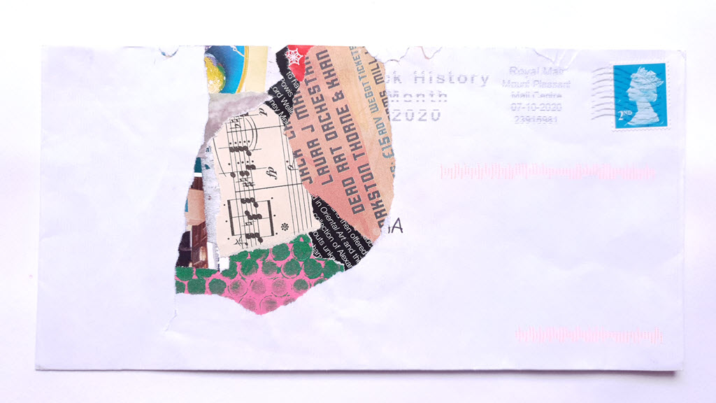 Return to Sender white envelope collage