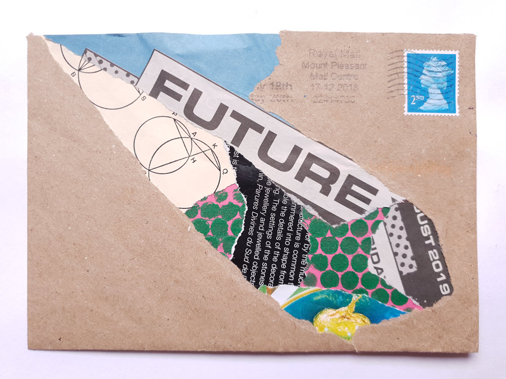 Return to Sender brown envelope collage