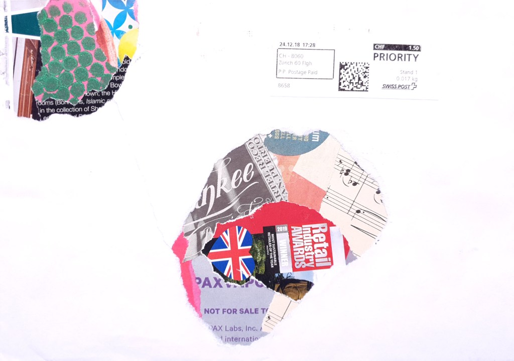 Return to Sender white envelope collage header