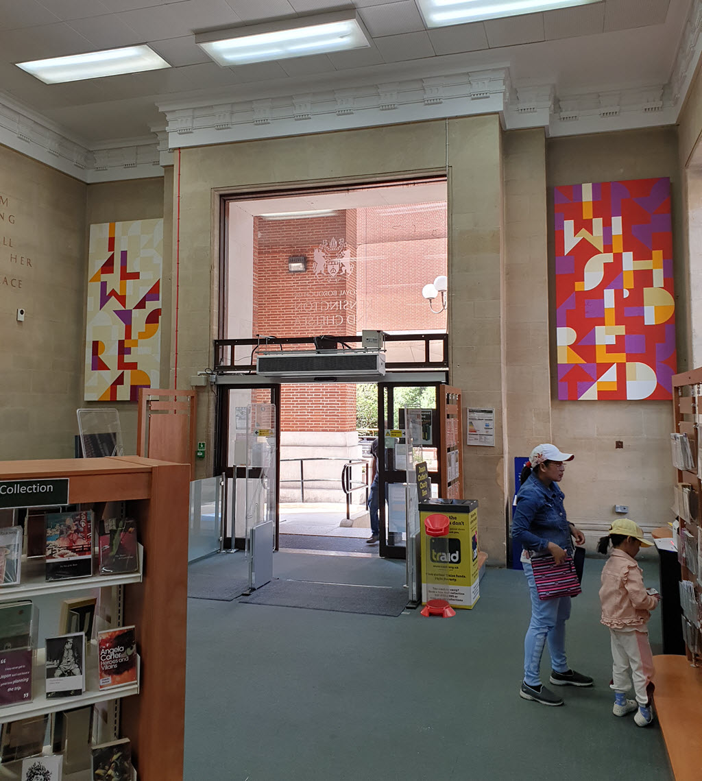 Foyer of Kensington Central Library with the artwork installed