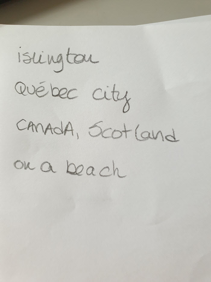 Here to There to Here participant contribution from Islington